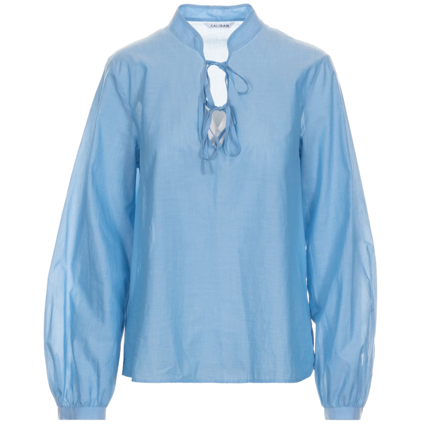 Feine Baumwollbluse Hellblau