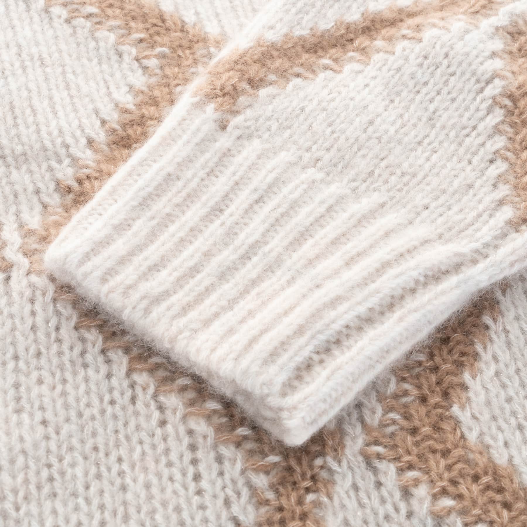 Kaschmirpullover Rautenmuster Natur