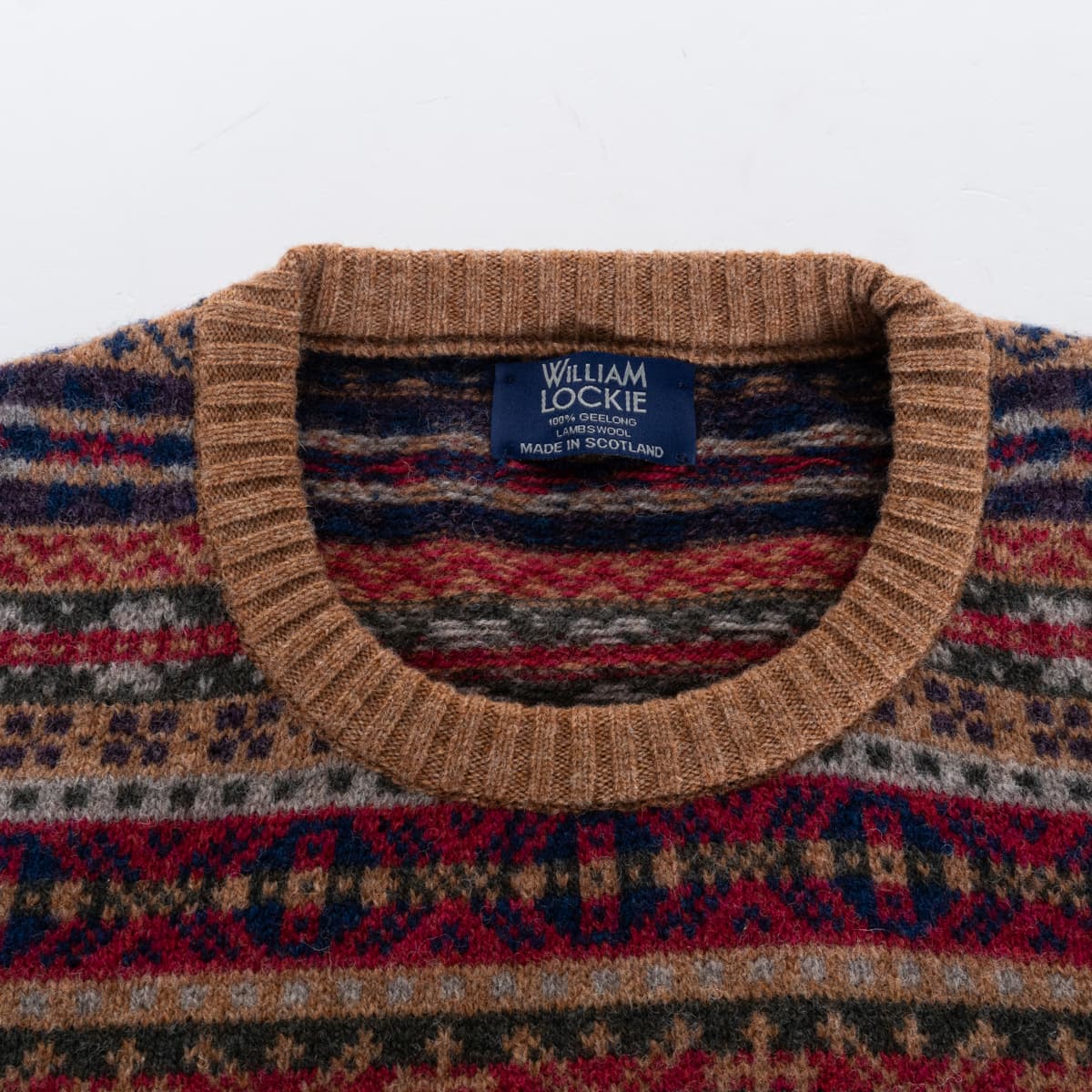 Fairisle Pullover aus Geelong-Wolle Rot