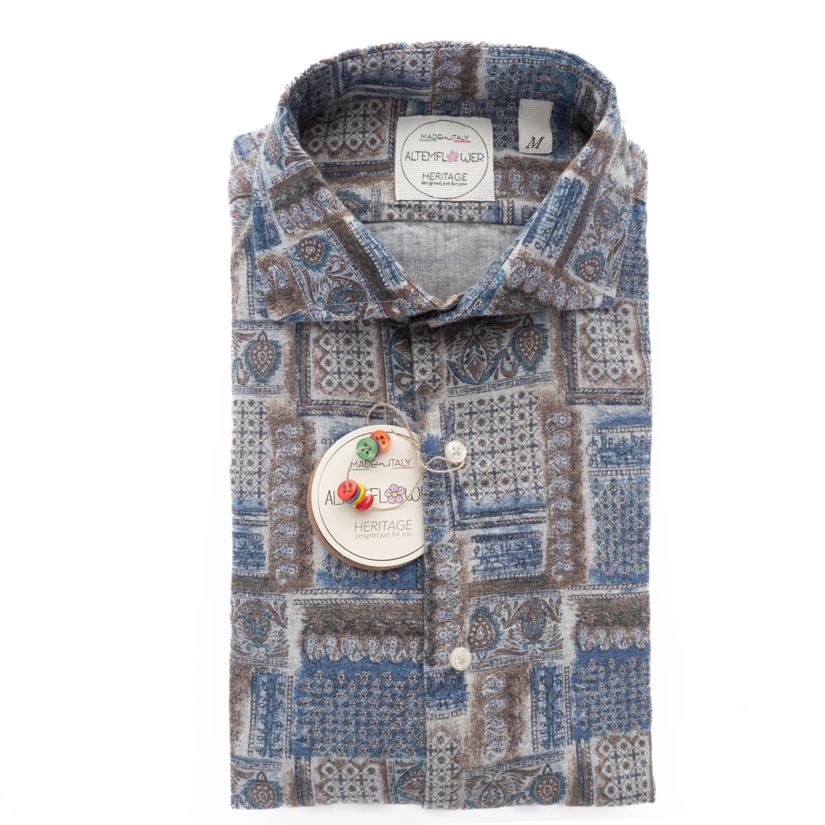 Hemd Positano Flanell Blau-Braun Gemustert