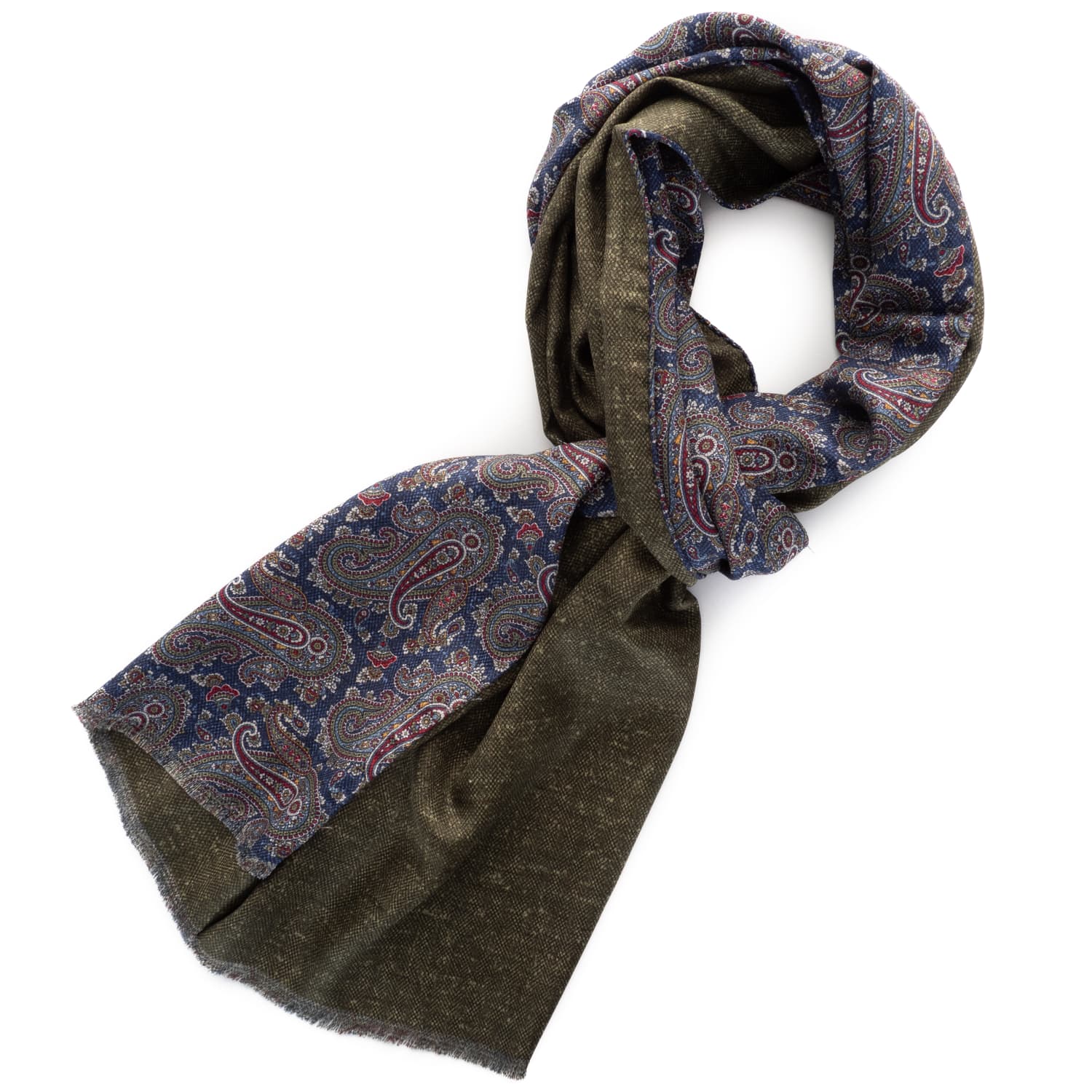 Schal Paisley Seide Blau