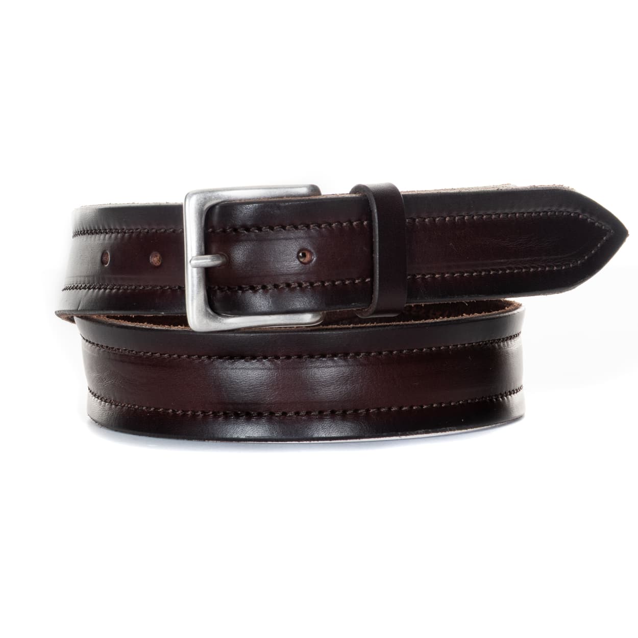 Ledergürtel Dunkelbraun Gesteppt