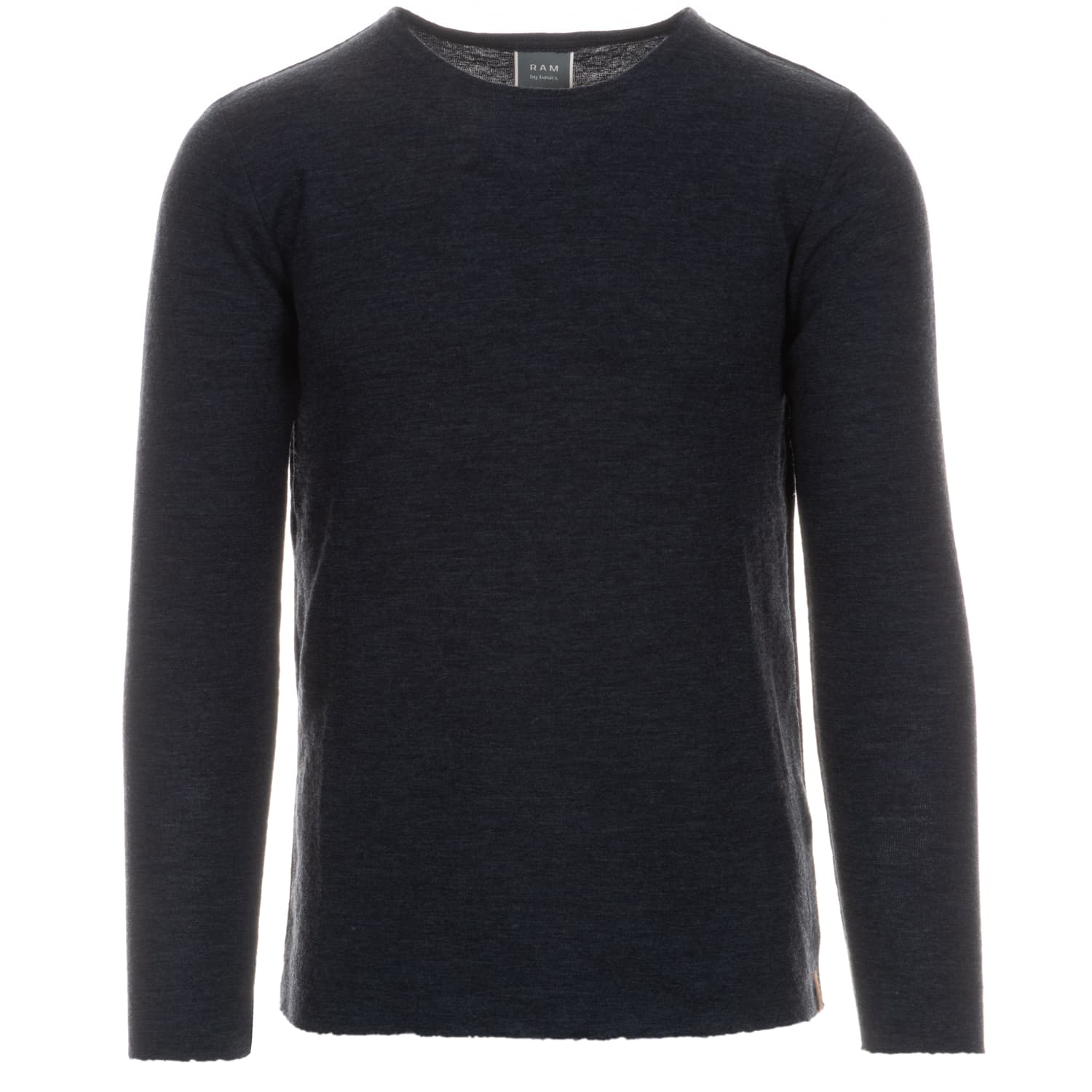Strickpullover Rundhals Raw Edge Midnight Blue Melange