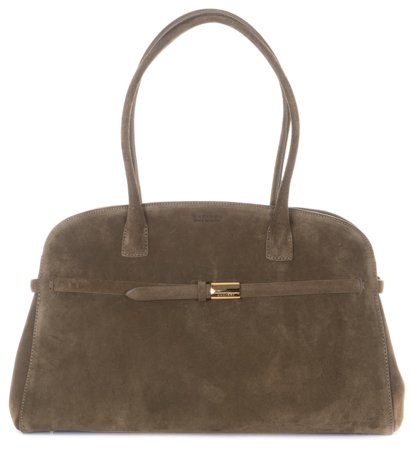 Handtasche aus Veloursleder Dunkel Olive/Kaki