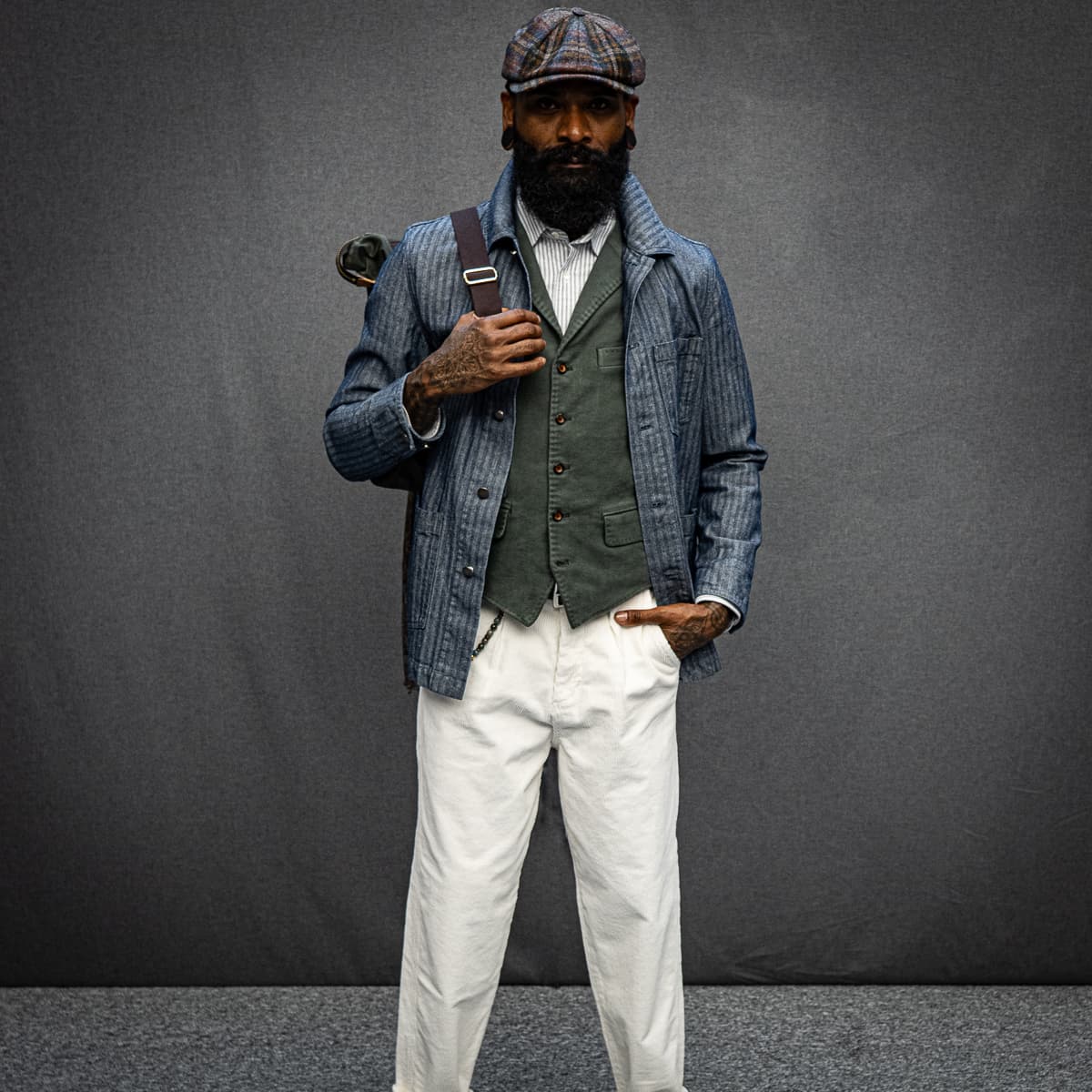 Shacket Baumwolle Herringbone