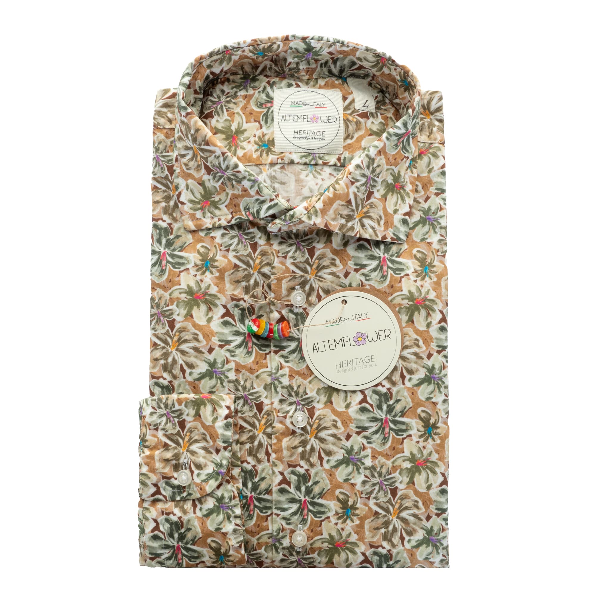 Hemd Positano Floral Grün-Braun Hemd Positano Floral Grün-Braun