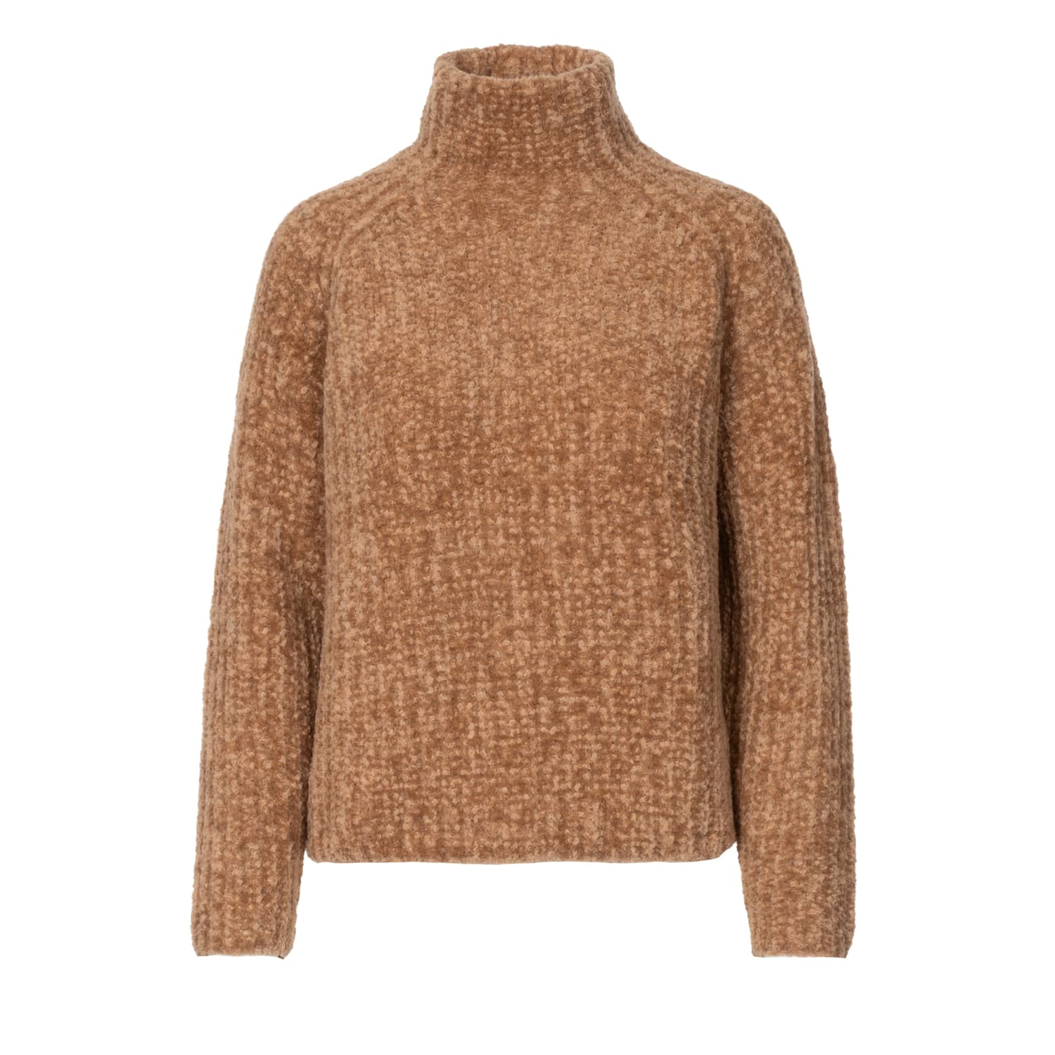 Bouclé-Strickpullover mit Rollkragen