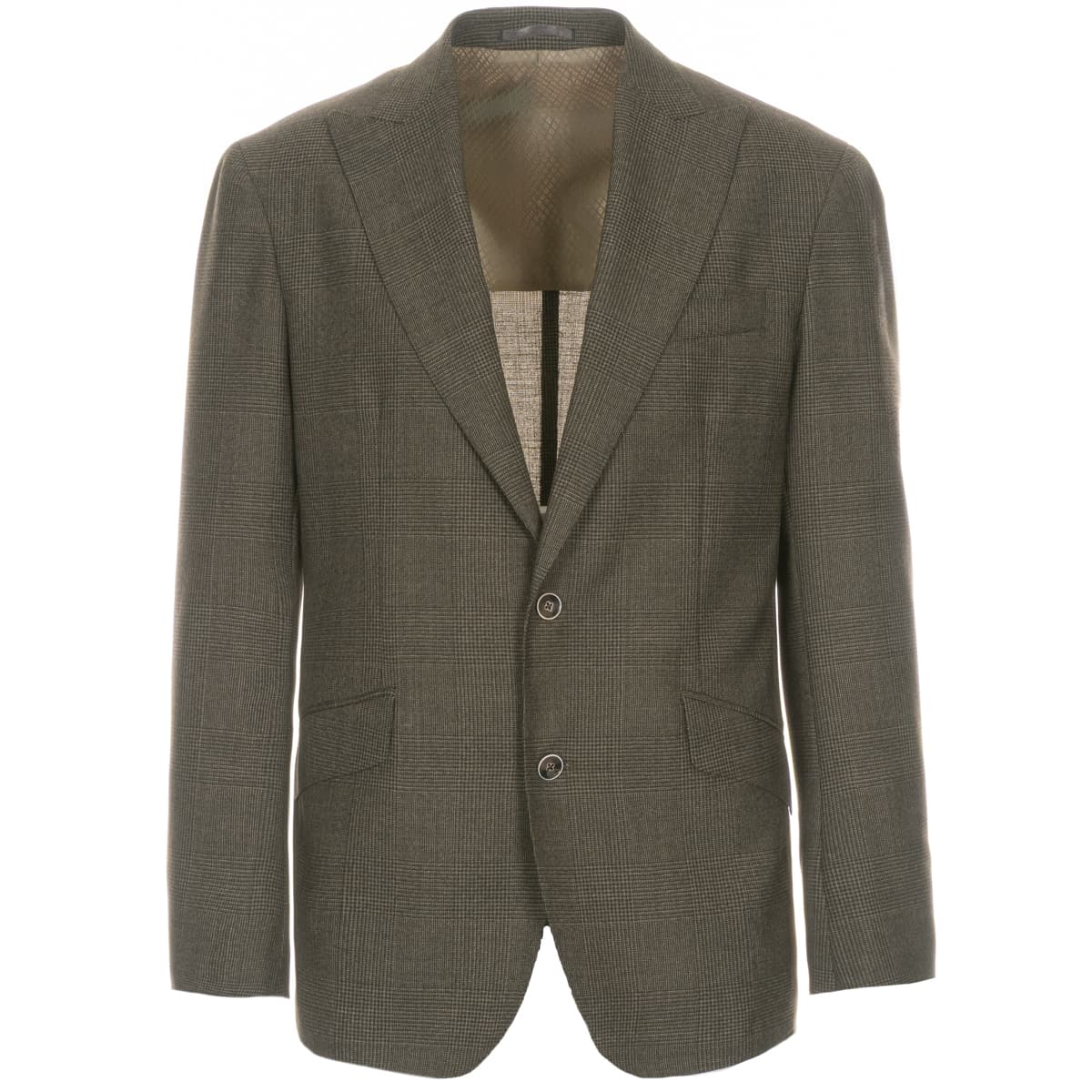 Anzug Glen Check Oliv-Khaki