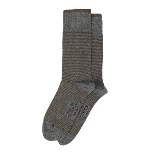 Socken gestreift Baumwollmix Braun-Grau