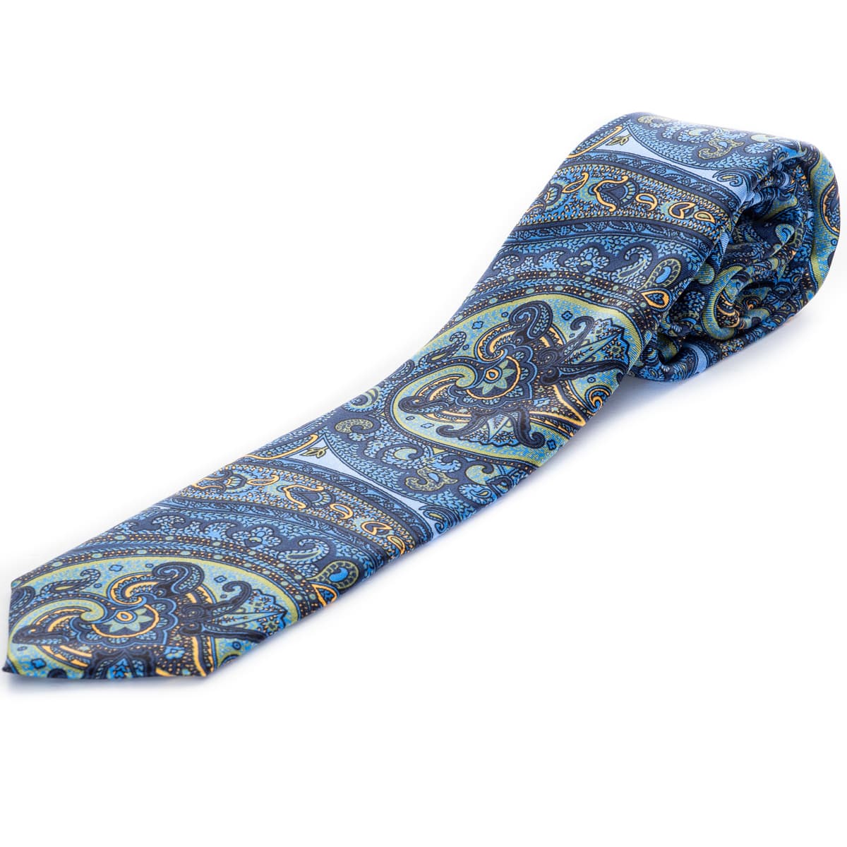 Krawatte Seide Paisley Blau