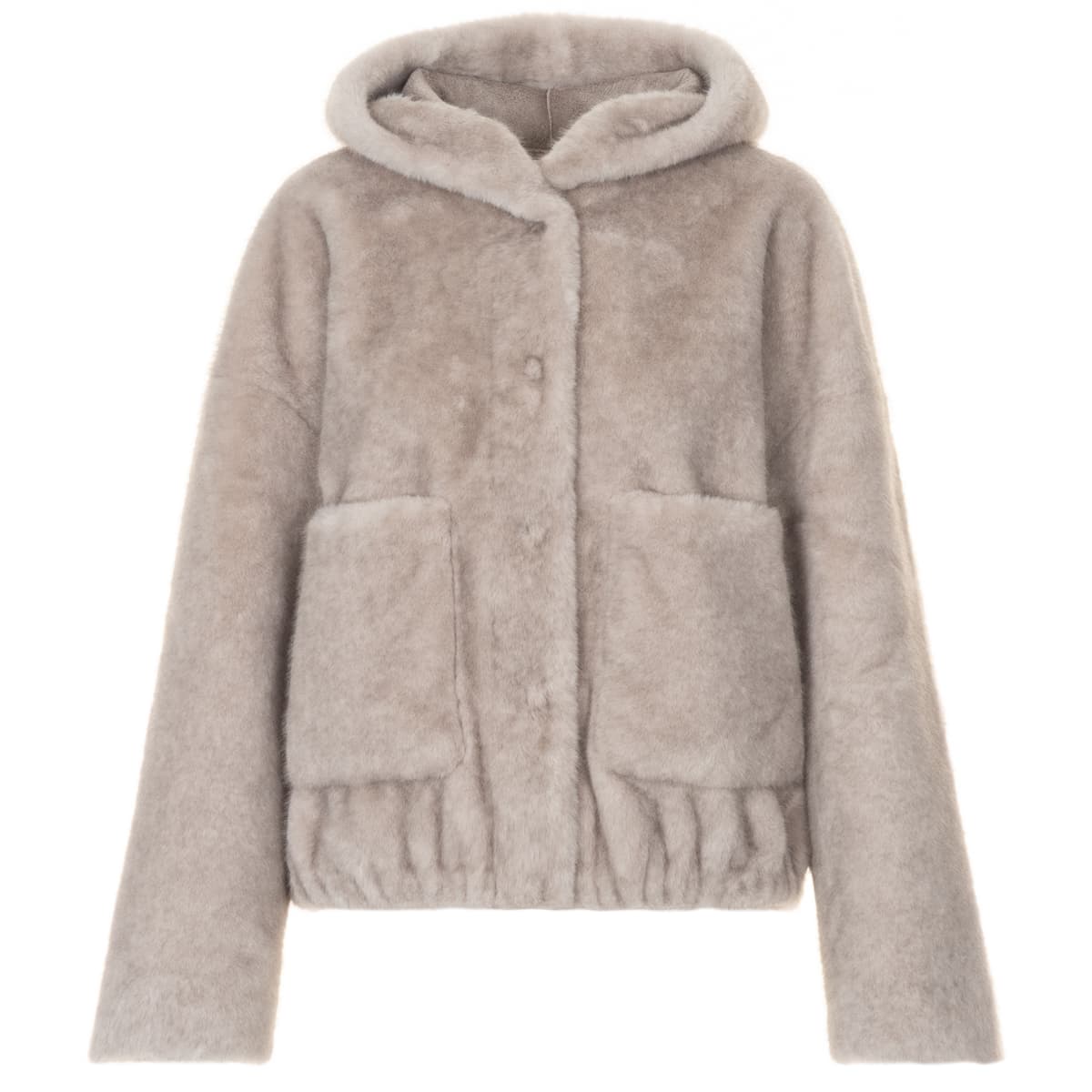 Faux-Fur Jacke Hellgrau
