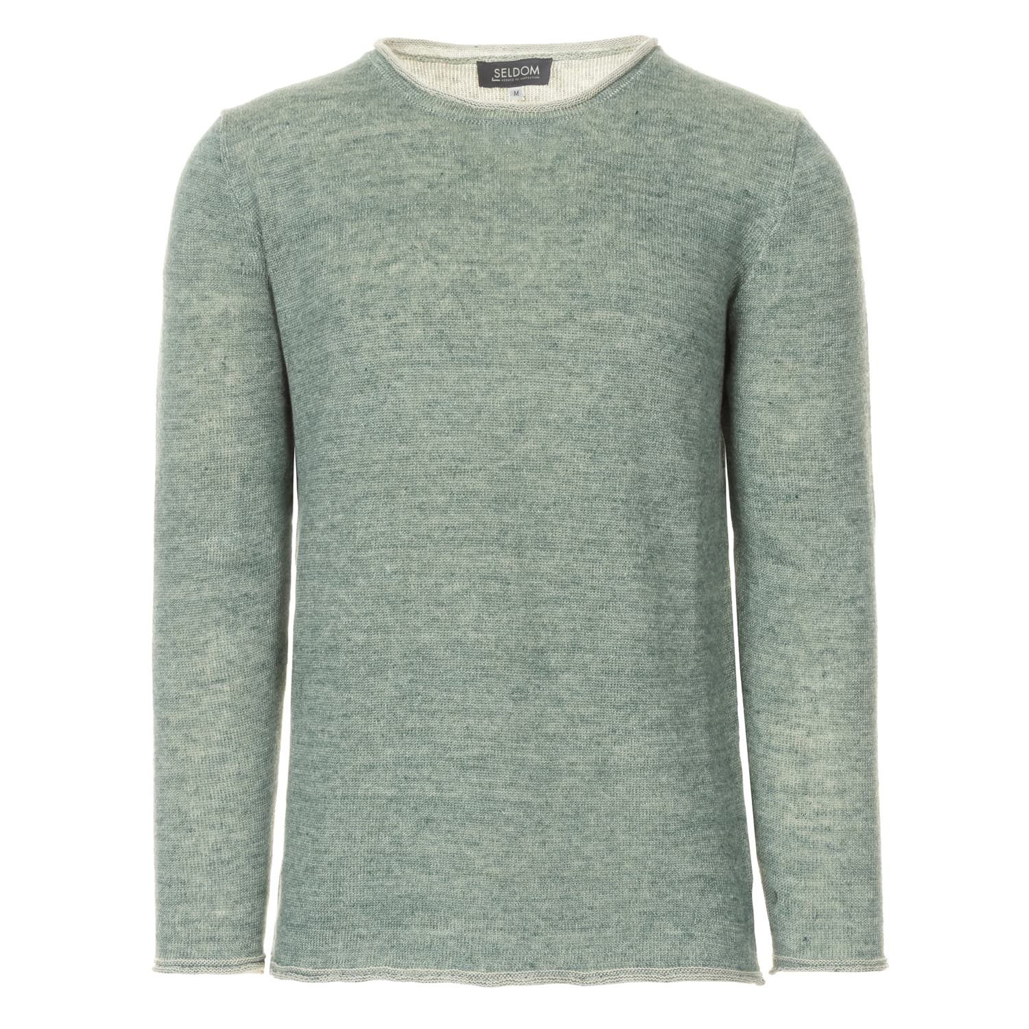 Rundhals Strickpullover Baumwoll-Leinen