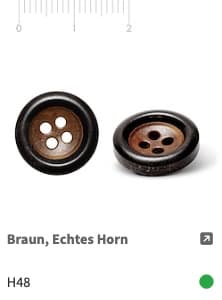 Hornknopf Schwarz-Braun H48
