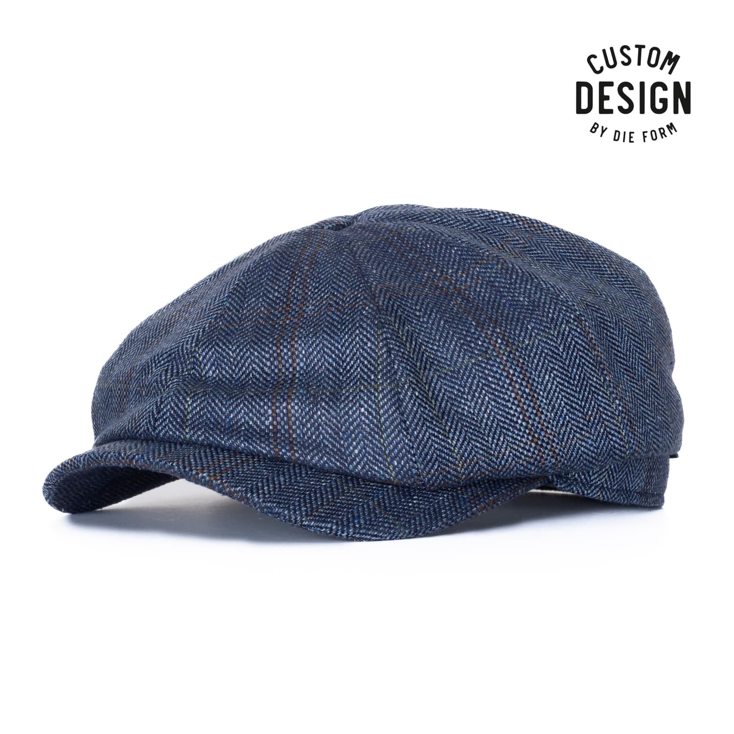 Newsboy Classic Cap Seide Fischgrat Blau