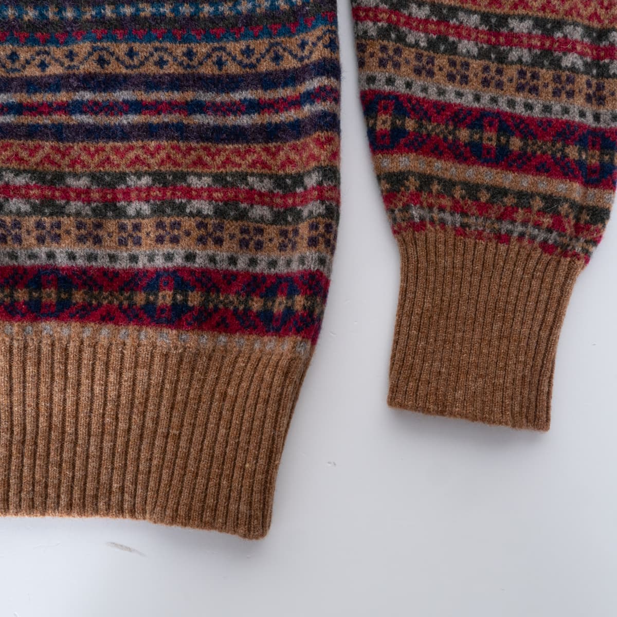 Fairisle Pullover aus Geelong-Wolle Rot