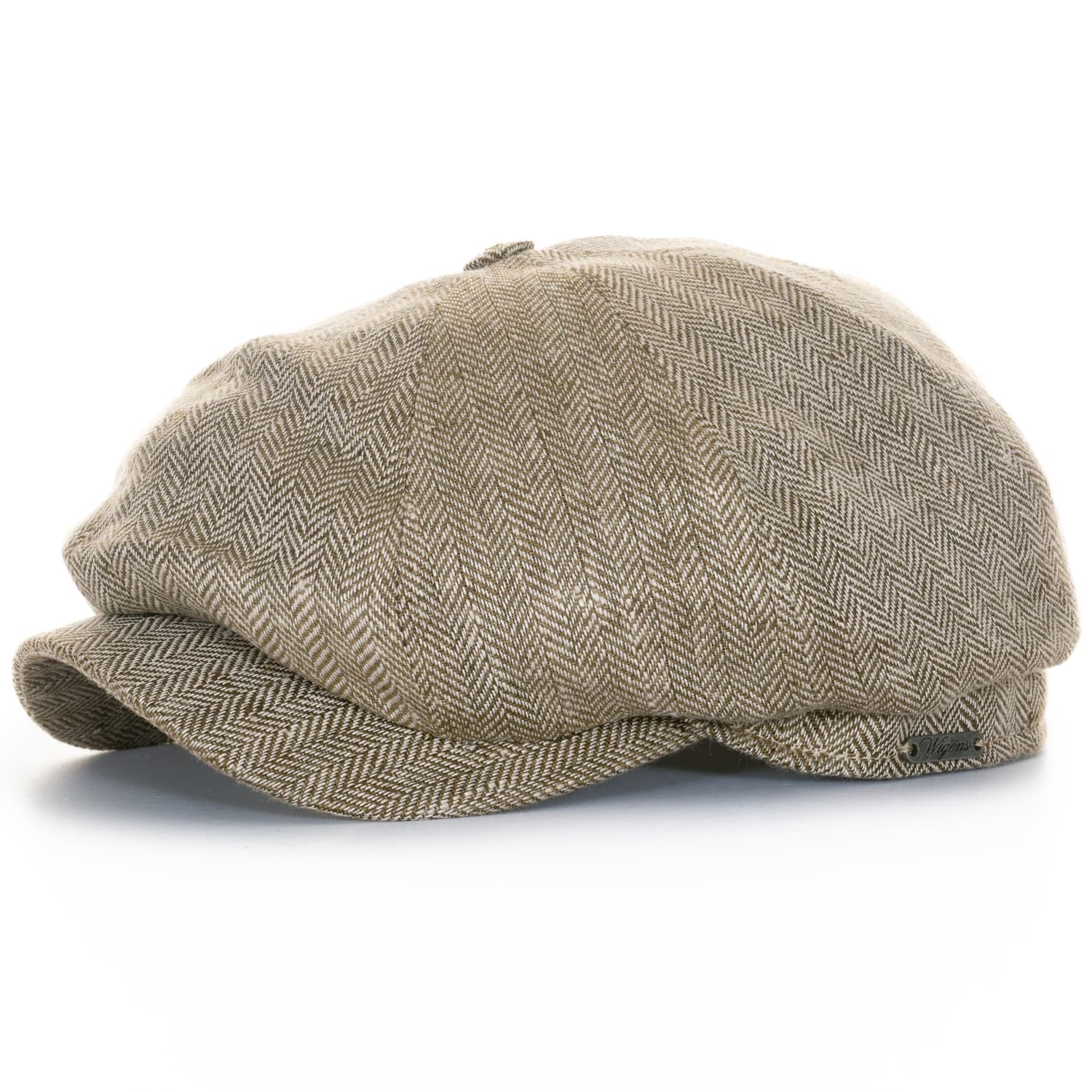 Newsboy Classic Cap Oliv Leinen Fischgrat