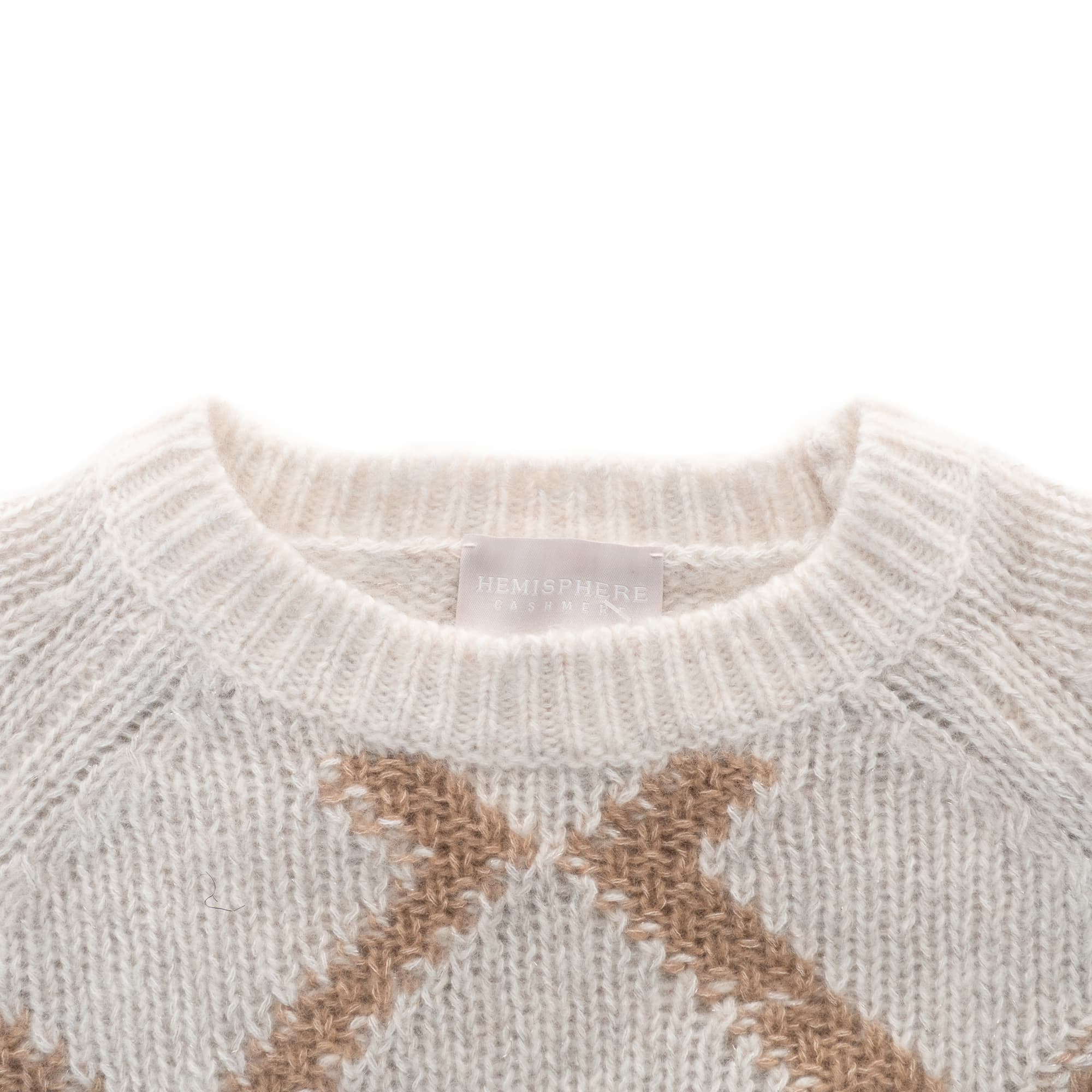 Kaschmirpullover Rautenmuster Natur