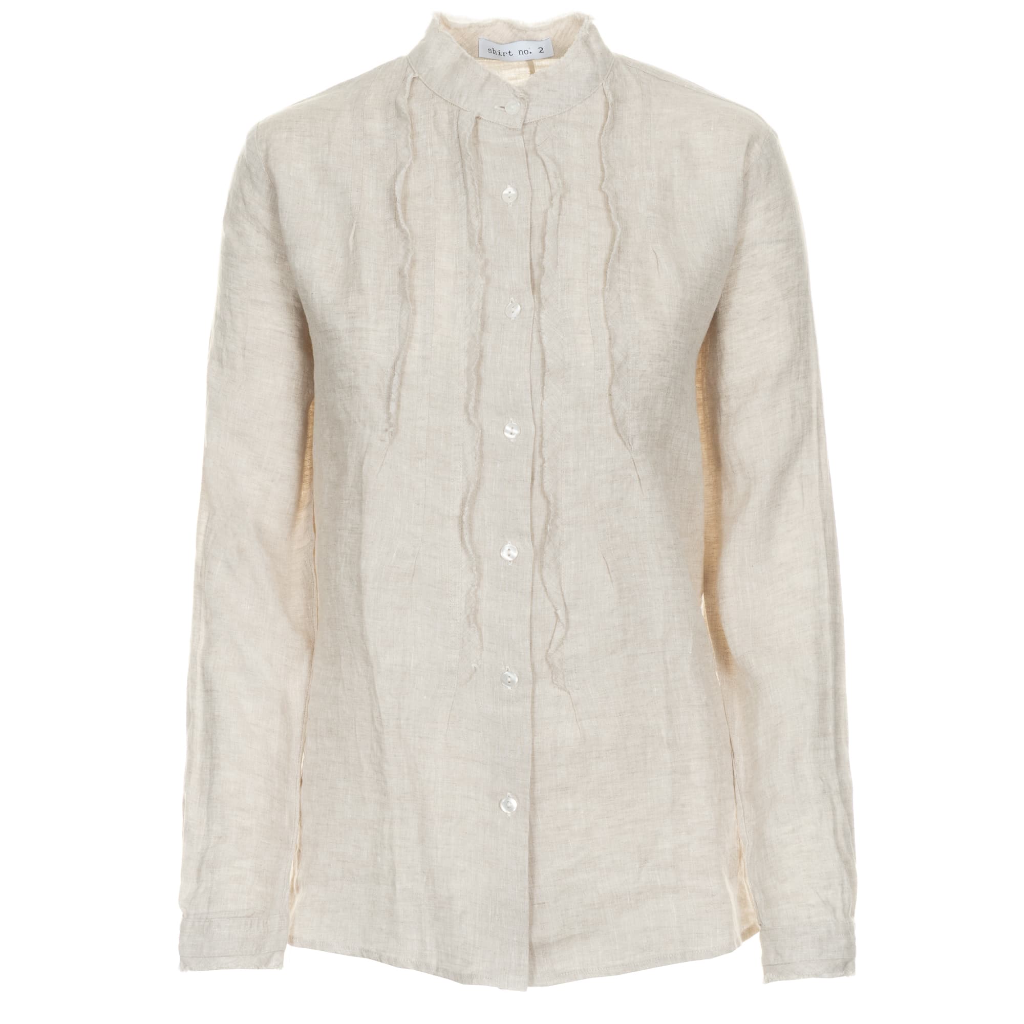 Leinenbluse mit Stehkragen Leinenbluse mit Stehkragen