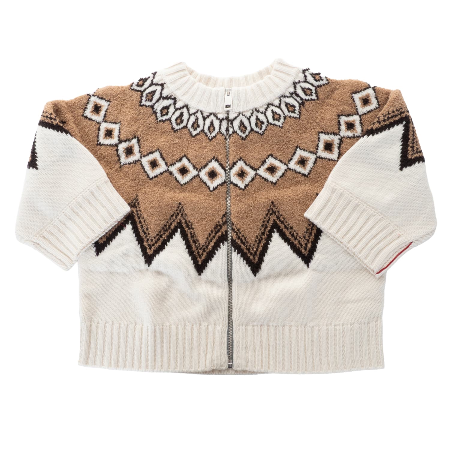 Bouclé-Strickjacke Jacquardmuster