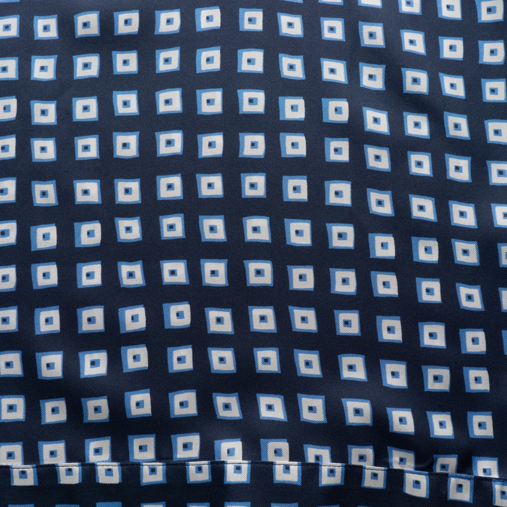 Seidenbluse Marine Gemustert