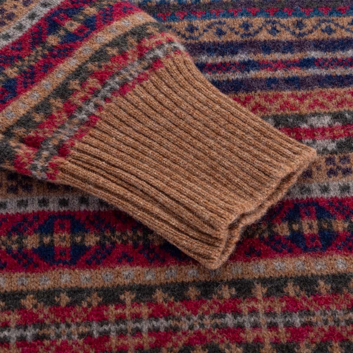 Fairisle Pullover aus Geelong-Wolle Rot