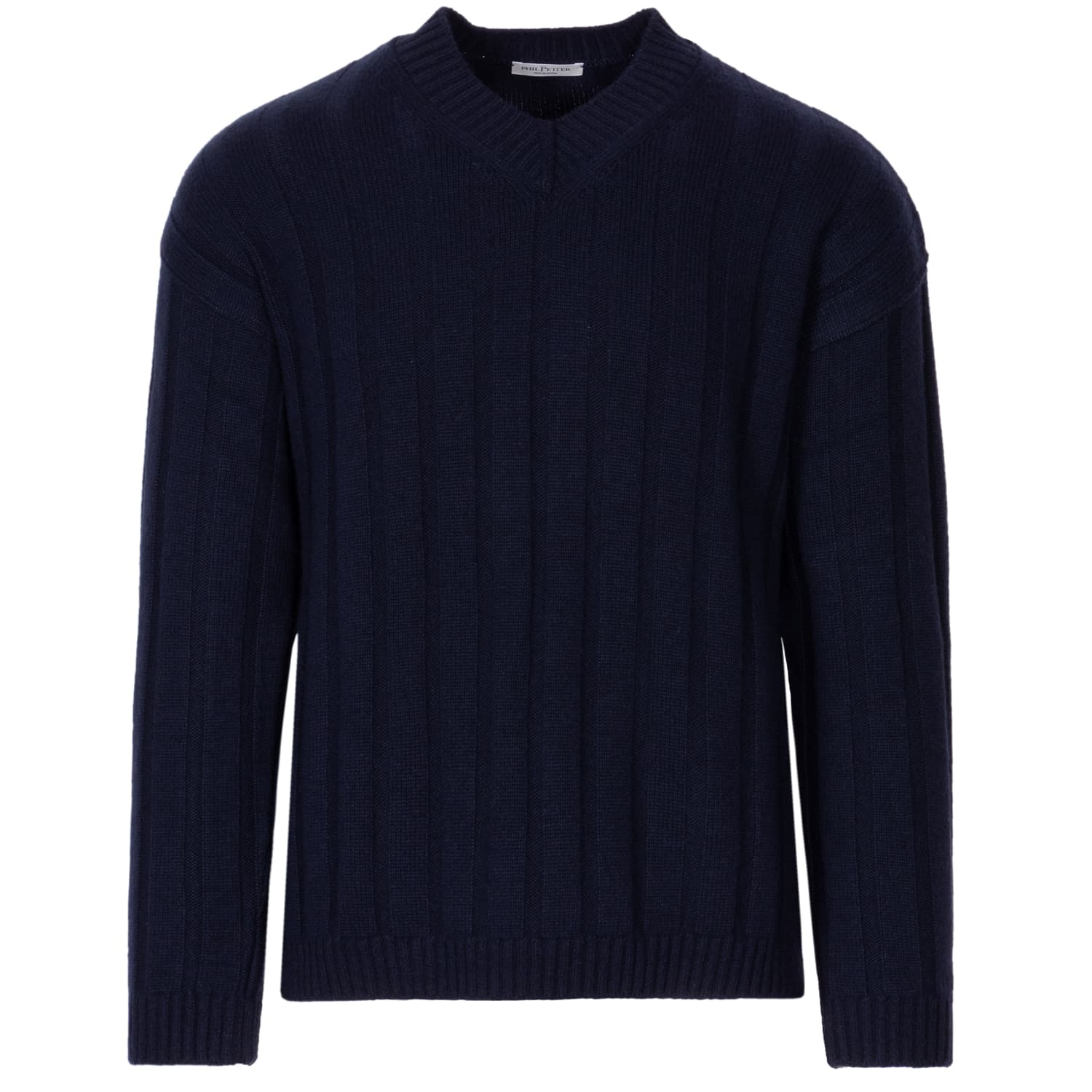 Rippstrick-Pullover V-Neck