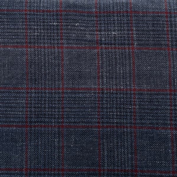 209 Leinen Glencheck blau mit rot