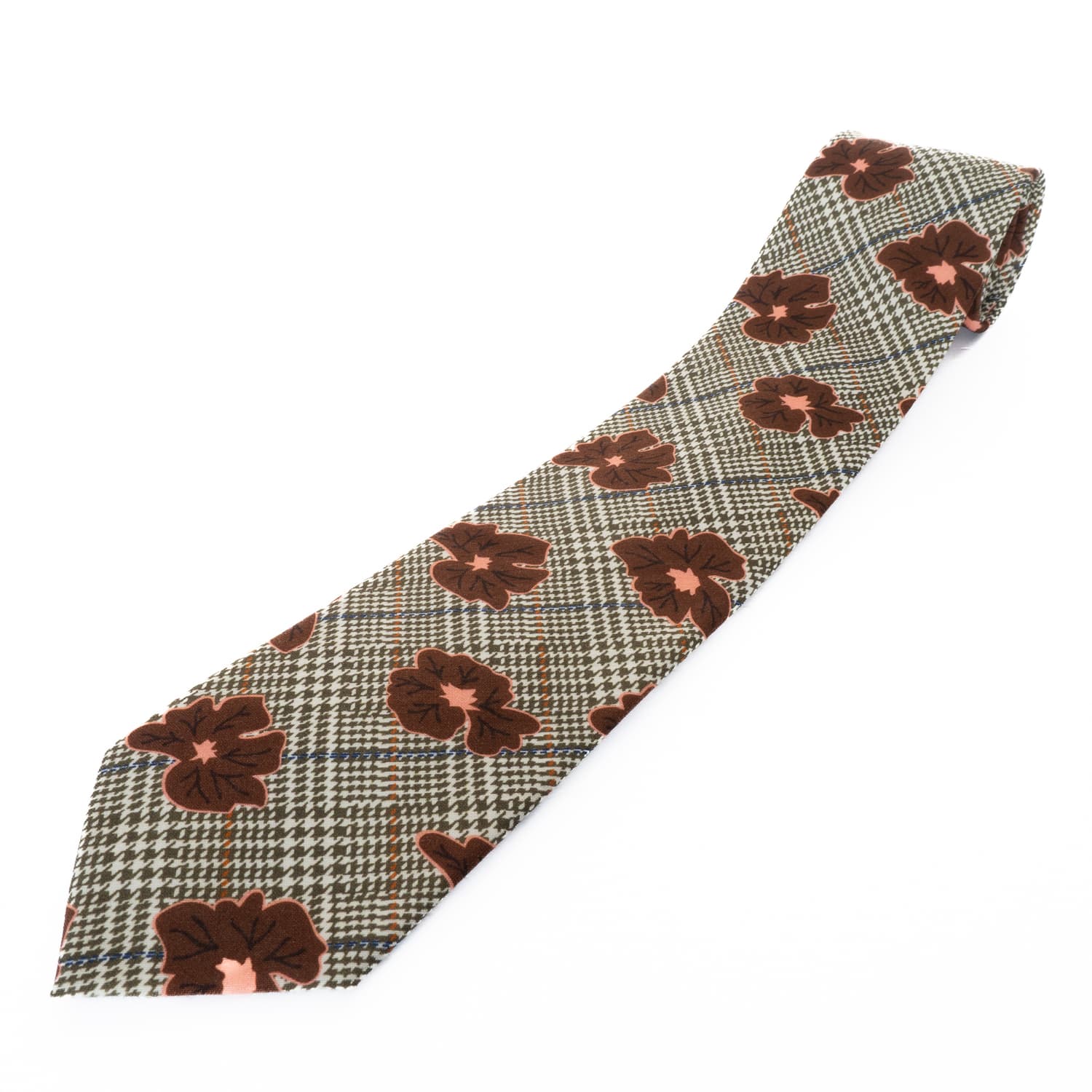 Seidenkrawatte Albert Oliv mit Blumenmuster