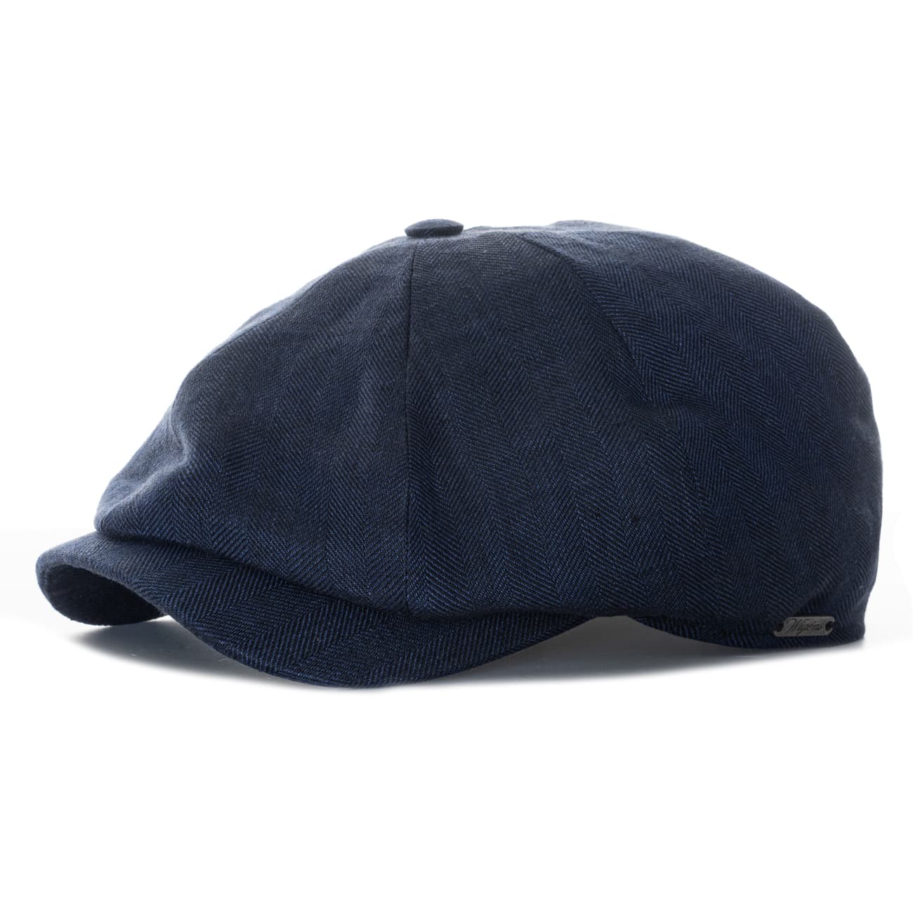 Newsboy Classic Cap Fischgrät Leinen Marine