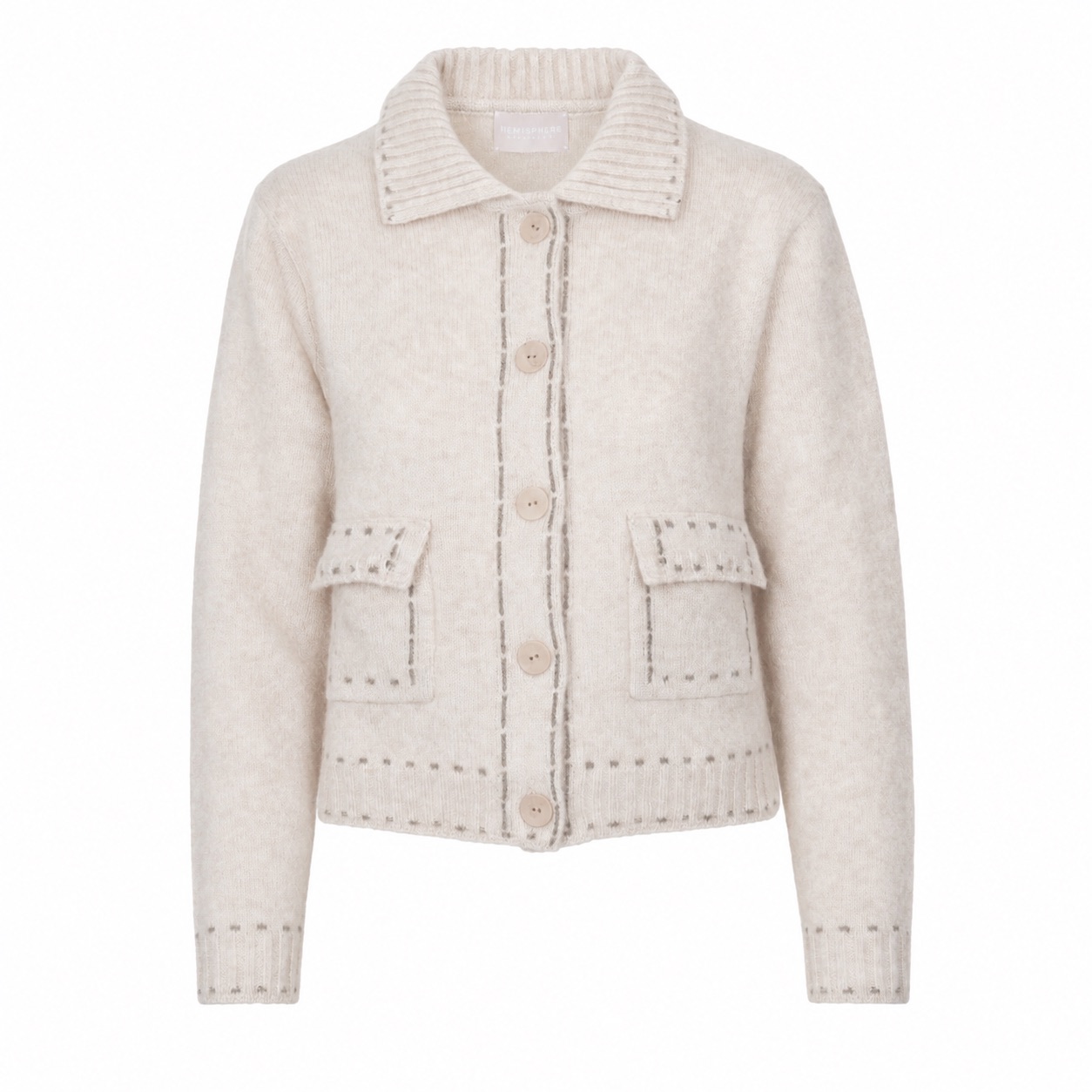 Kaschmir Strickjacke Kontraststeppung