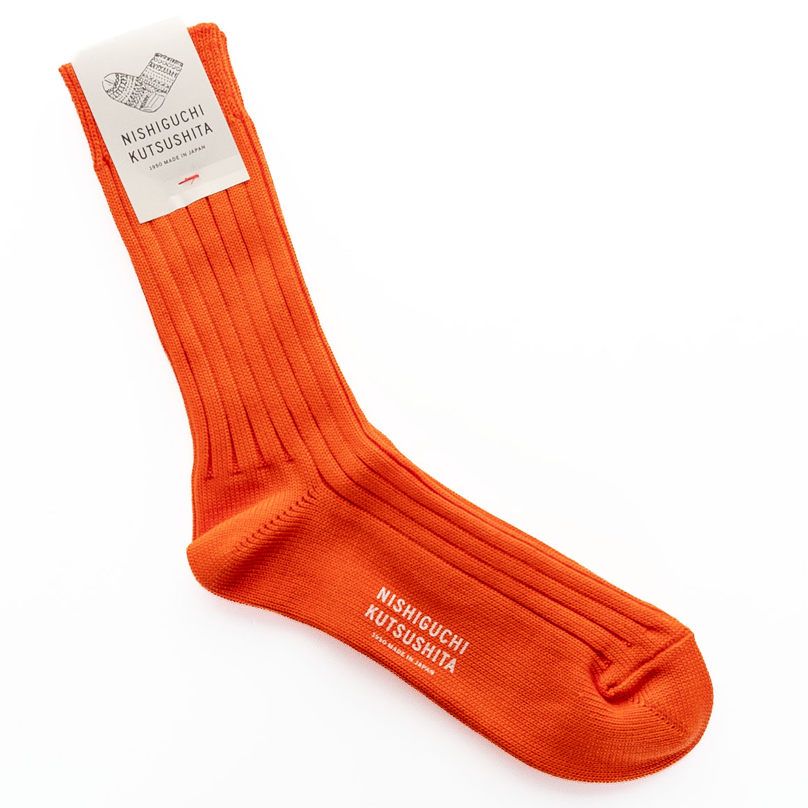 nishiguchi-nk0126-egyptain-cotton-ribbed-socks-apricotorange