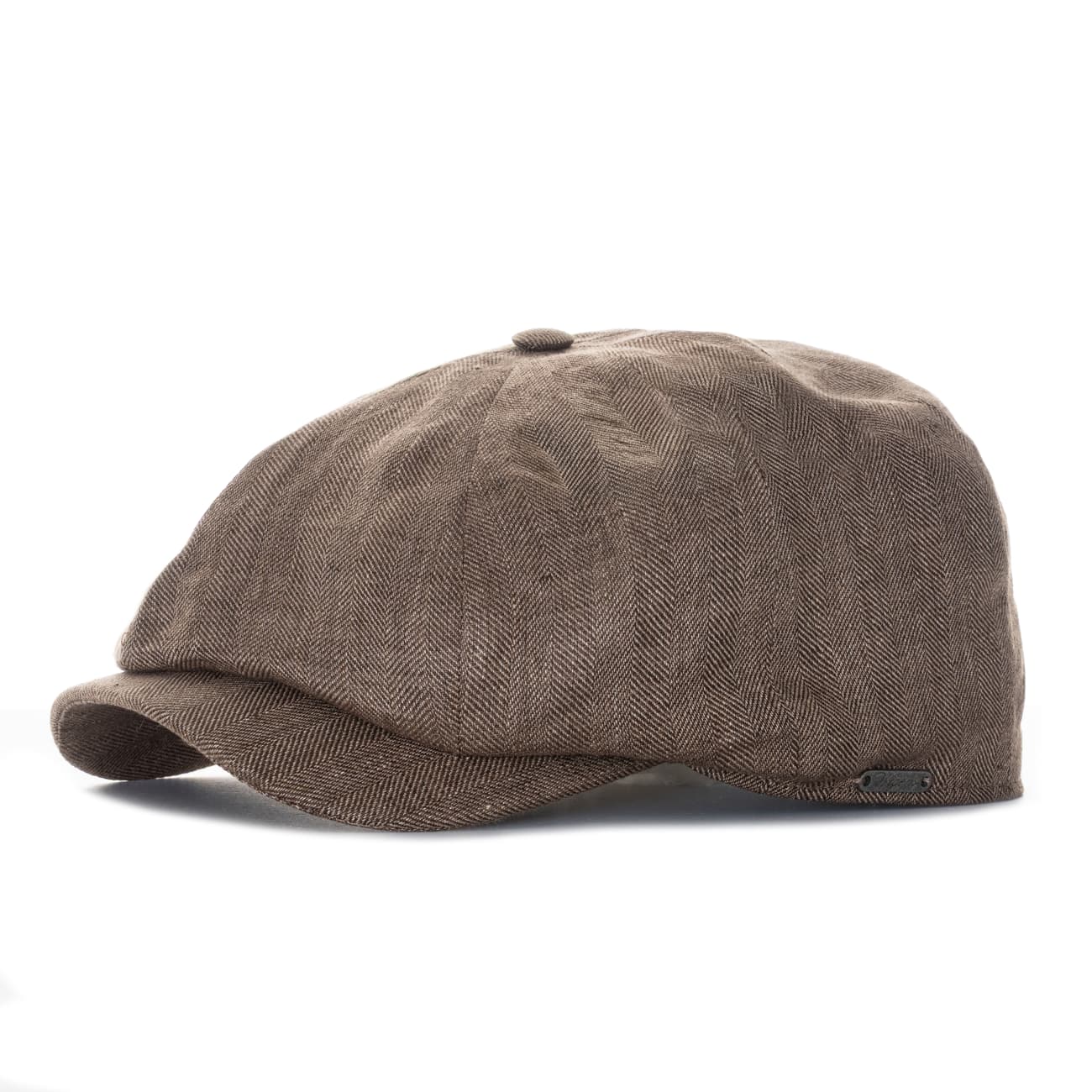 Newsboy Classic Cap Fischgrät Leinen Braun