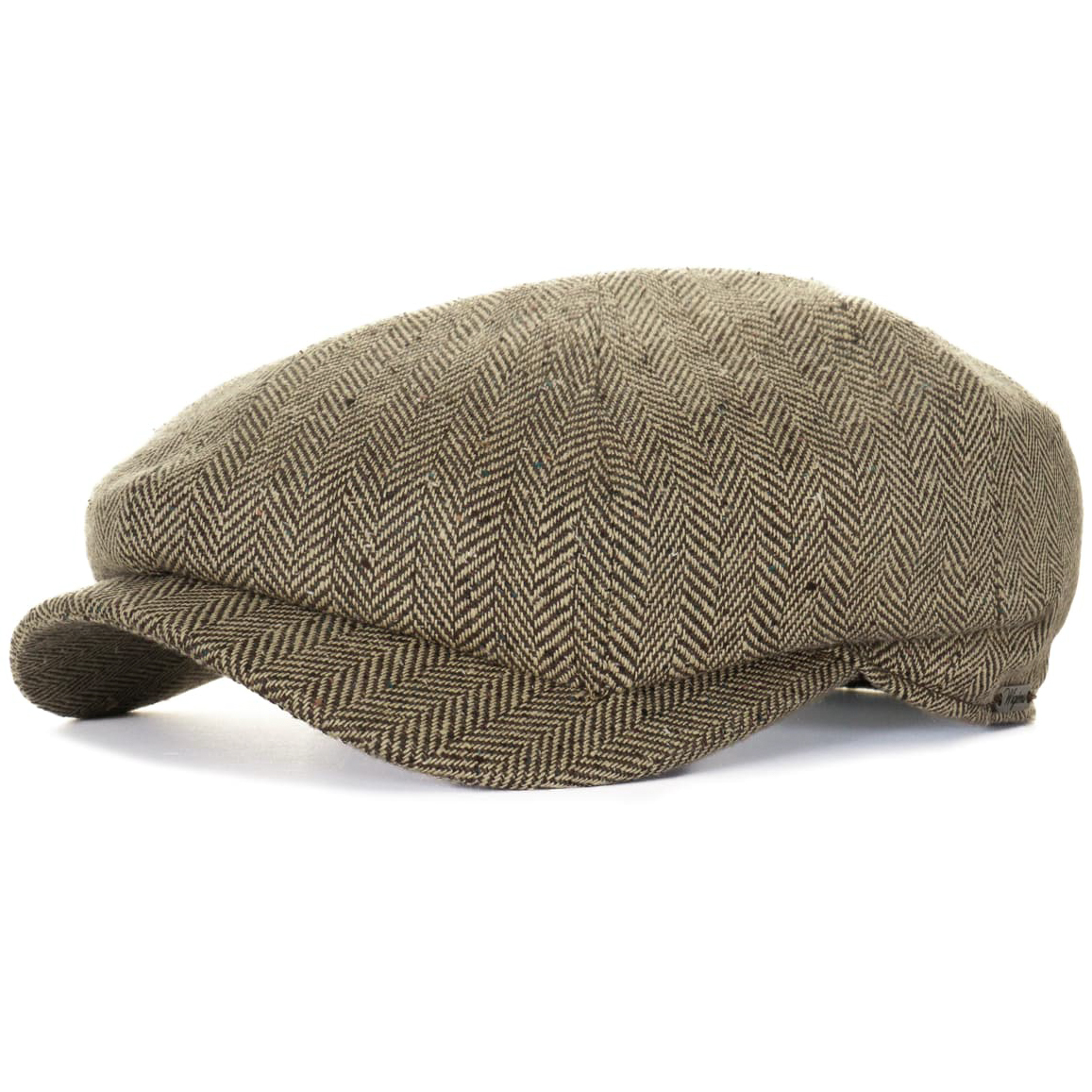 Retro Cap Fischgrat Seide Braun