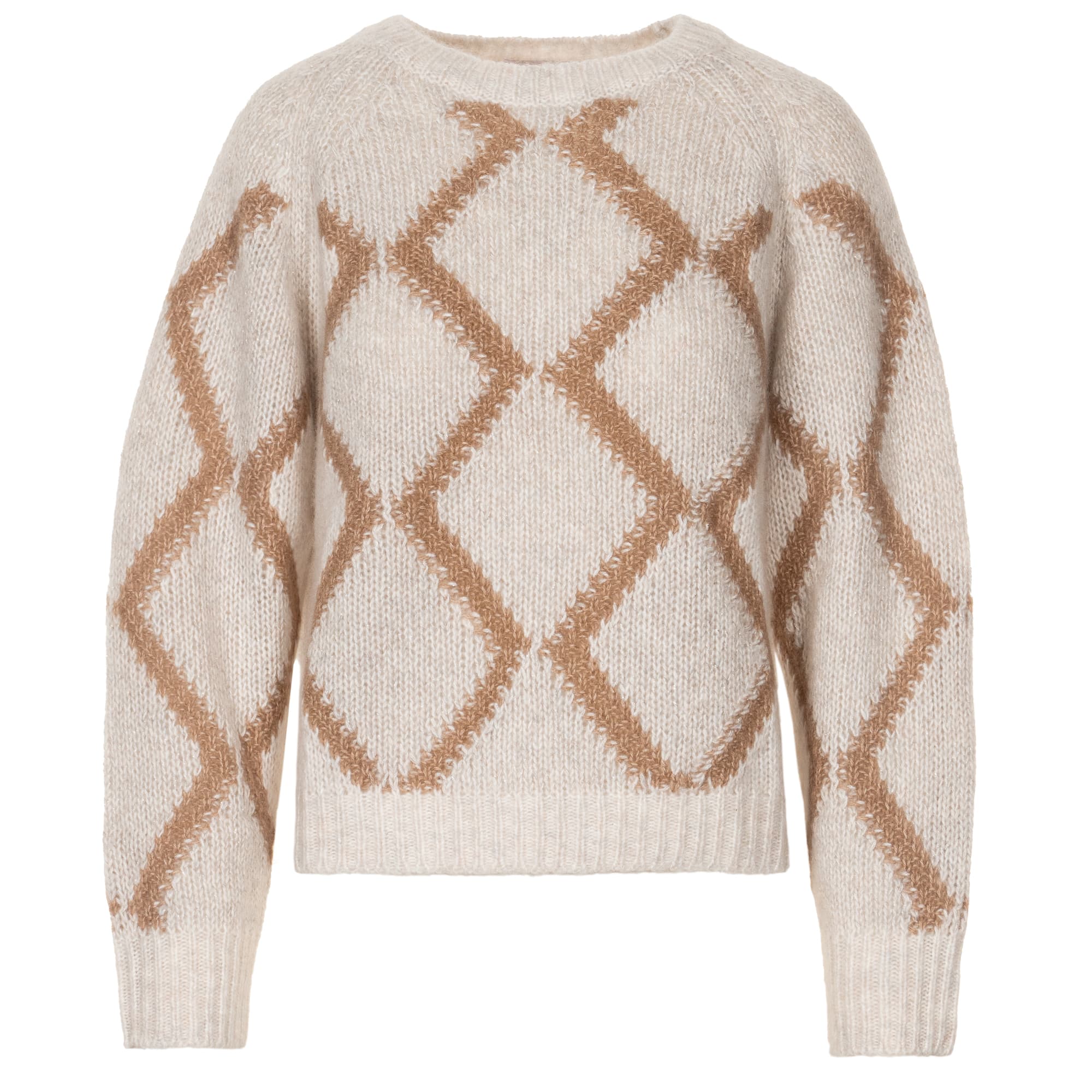 Kaschmirpullover Rautenmuster Natur