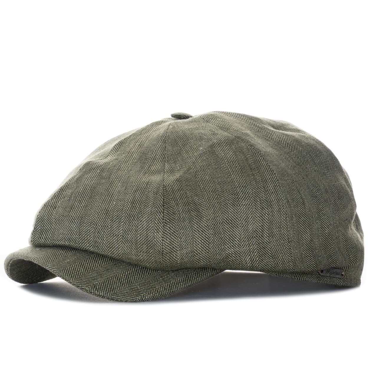 Newsboy Classic Cap Fischgrät Leinen Oliv
