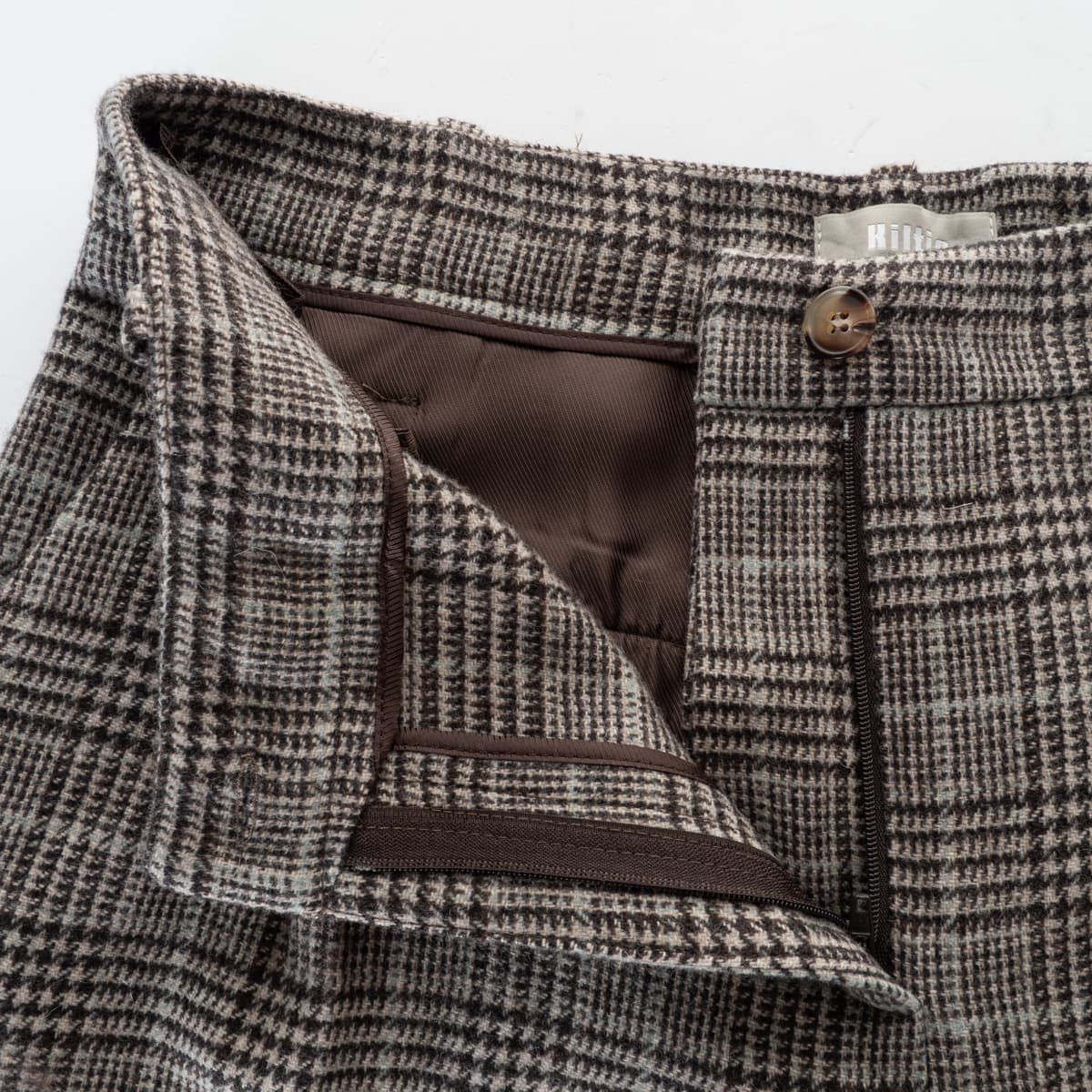 Kiltie Wide Leg Hose Ginger Beige Kariert