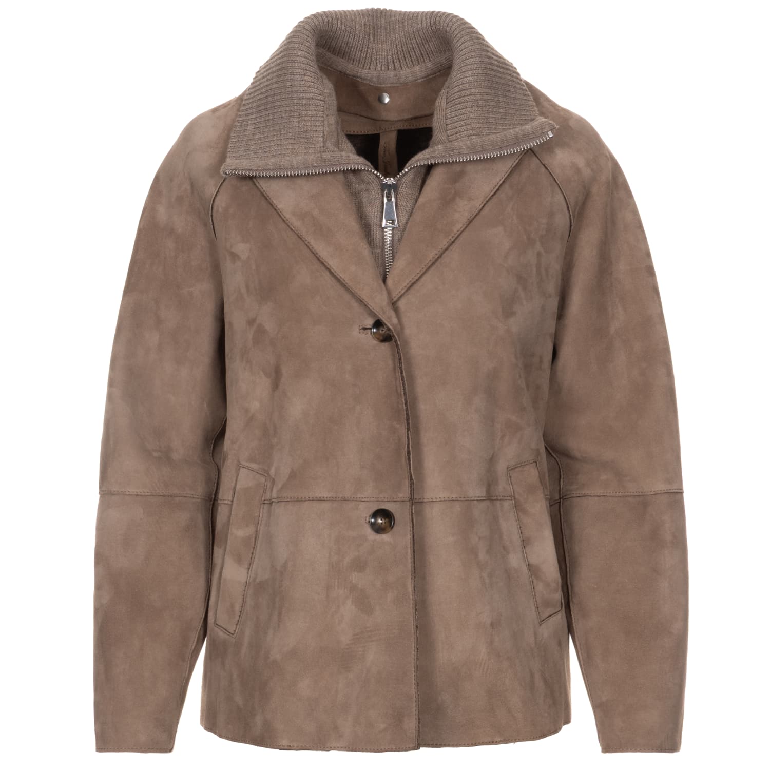 Lederjacke mit herausnehmbarem Strickeinsatz