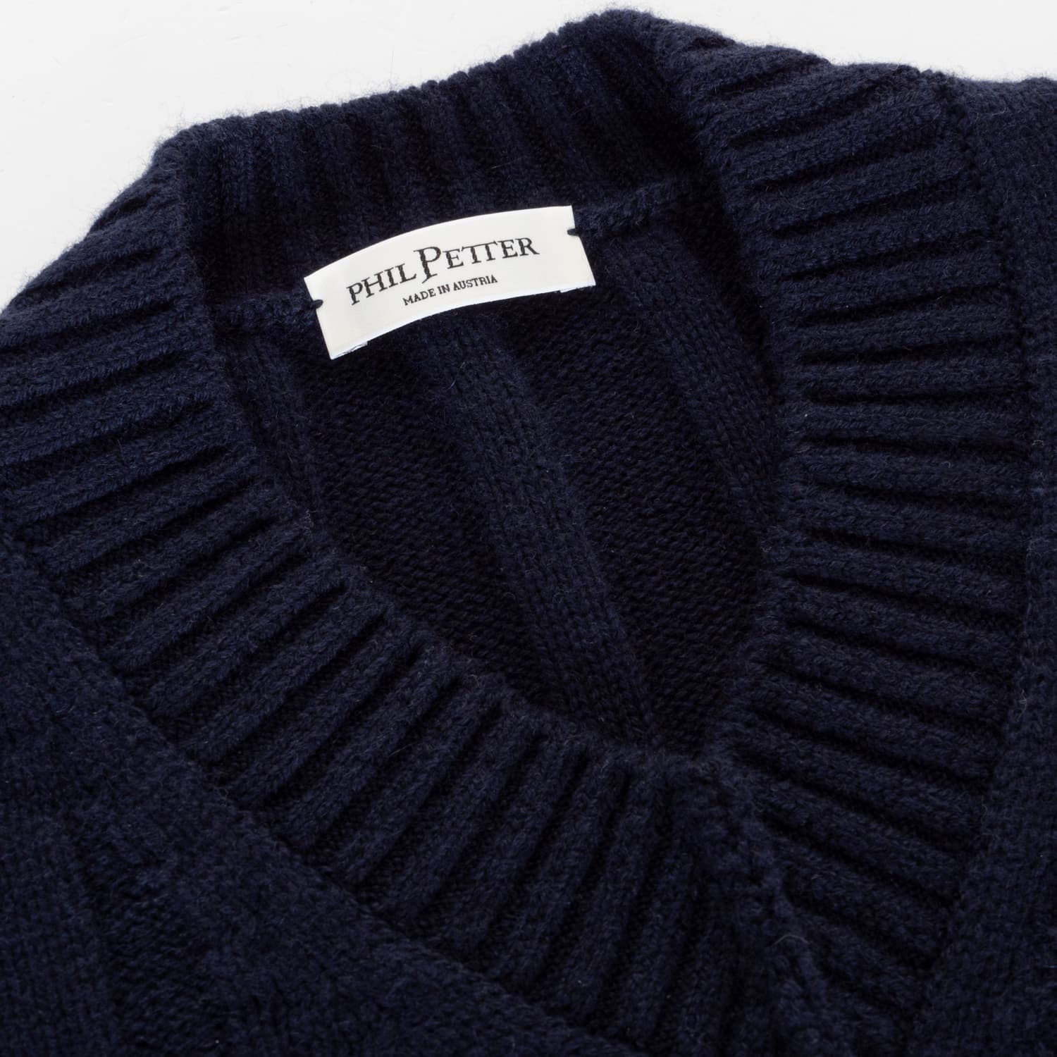 Rippstrick-Pullover V-Neck