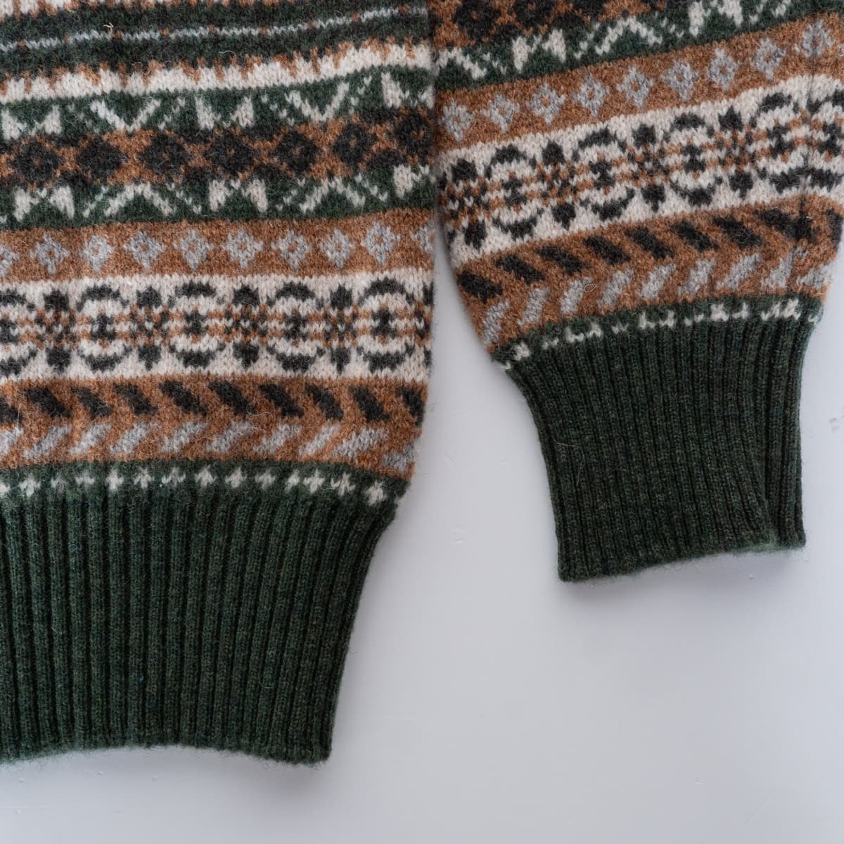 Fairisle Pullover aus Geelong-Wolle Grün
