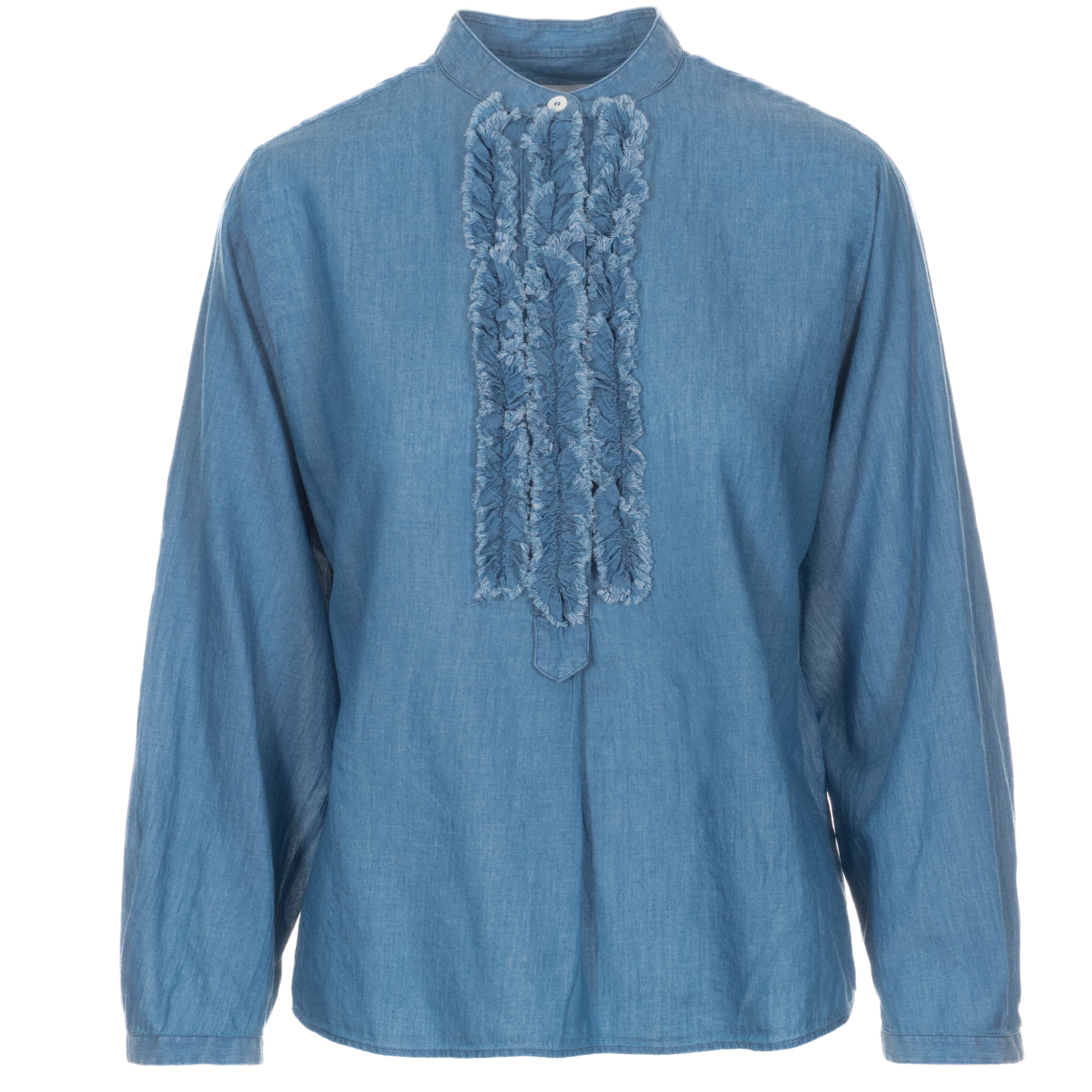 Baumwollbluse Rüschen Blau