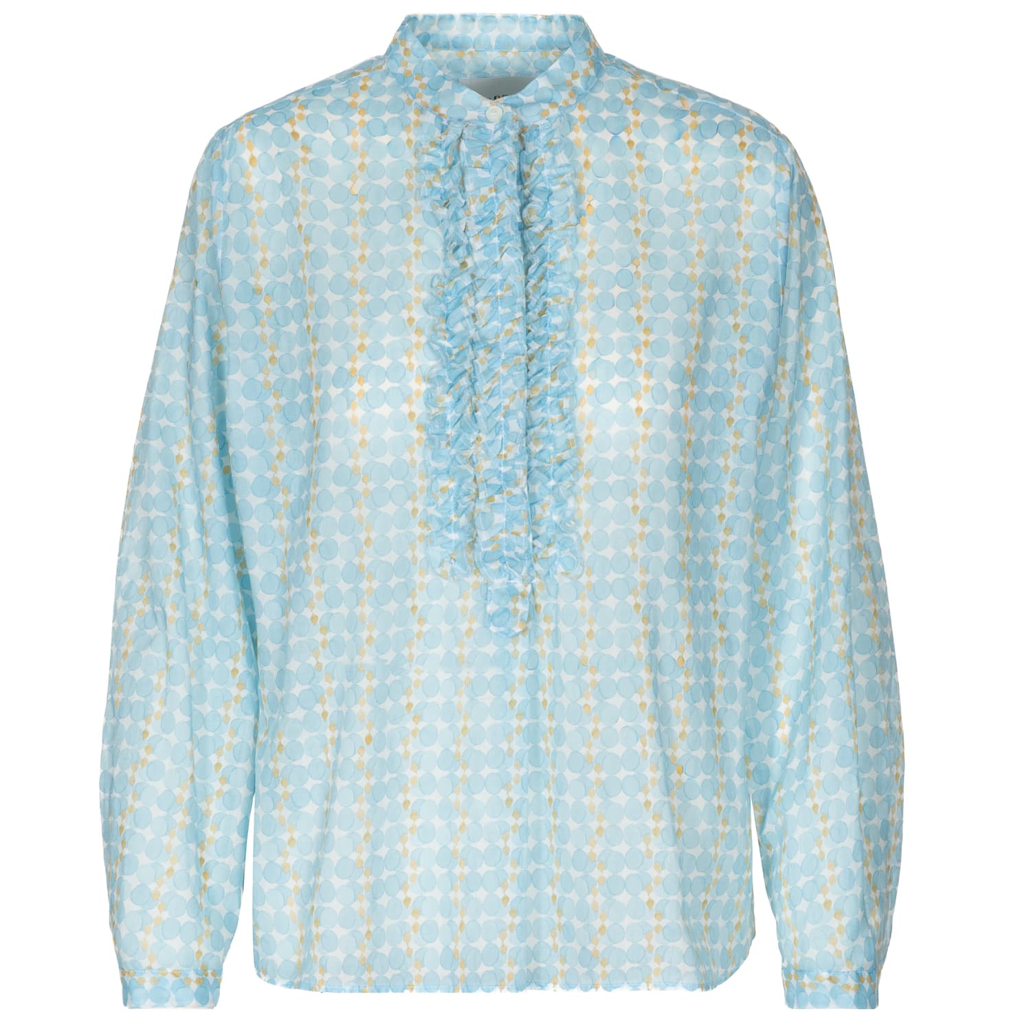 Baumwollbluse Camilla Rüschen Hellblau