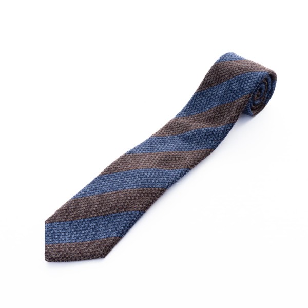 Ascot Krawatte Blau-Braun Gestreift