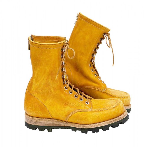 Shoto ladies lace-up boots lamb leather yellow