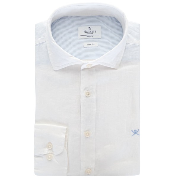 Hackett London Linen Shirt White