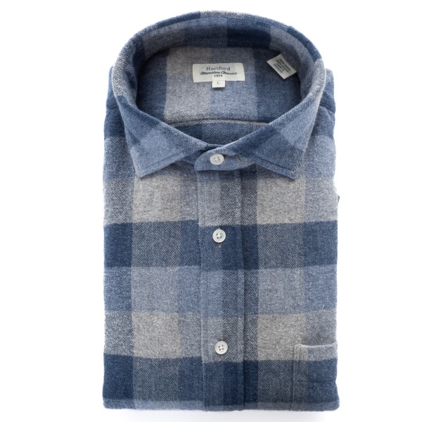 Hartford shirt flannel shirt blue gray