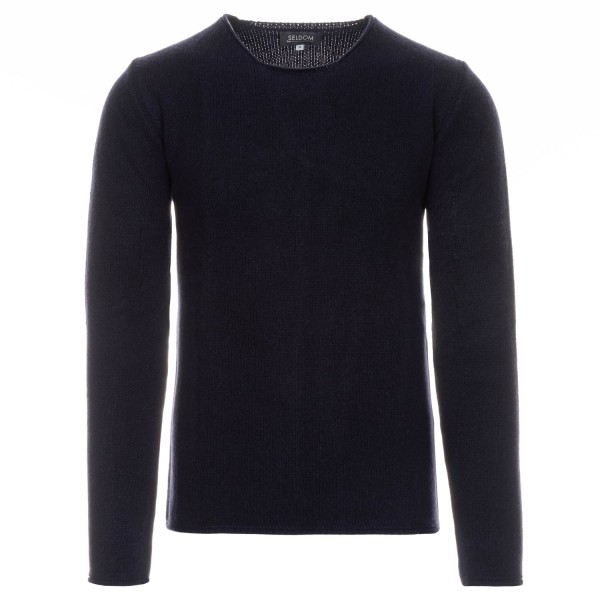 Seldom Knitted Jumper Rolled Edge Navy