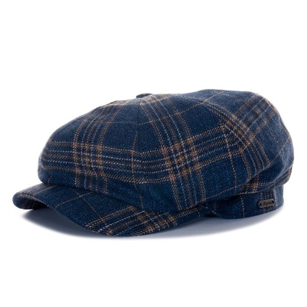 Wigens Newsboy Classic Cap UNLINED Blue Checked