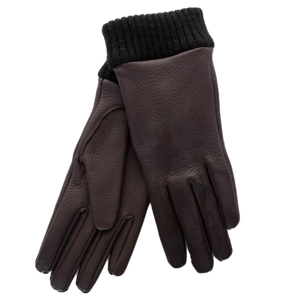 Flying Zacchini Women Gloves Ribbed Cuff Brown
