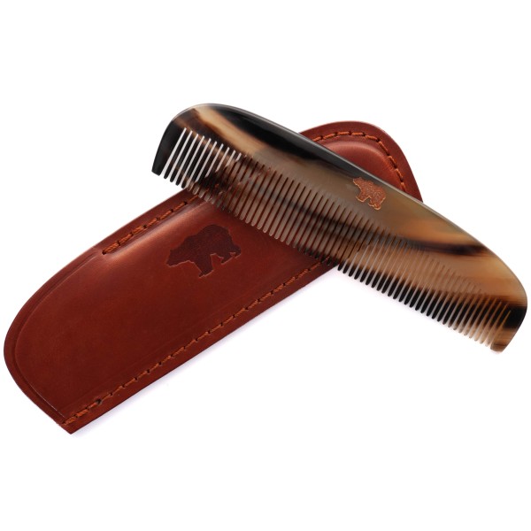 Ondura Horn Comb with Leather Case