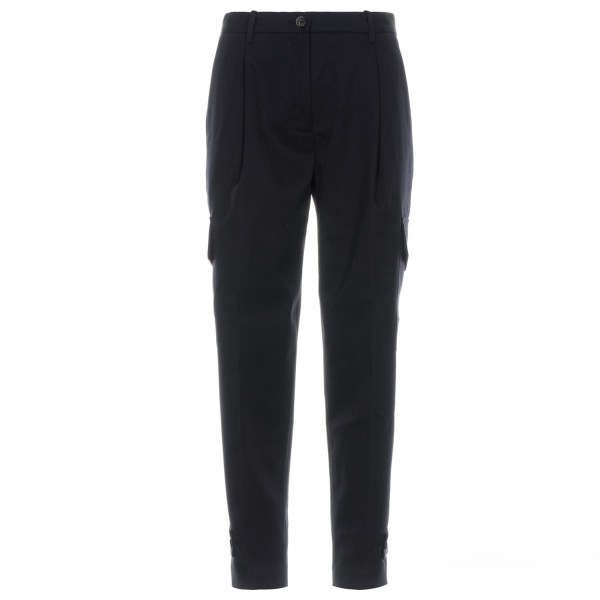 nine:inthe:morning 7/8 Cargo Trousers Sophie Wool Blue Navy